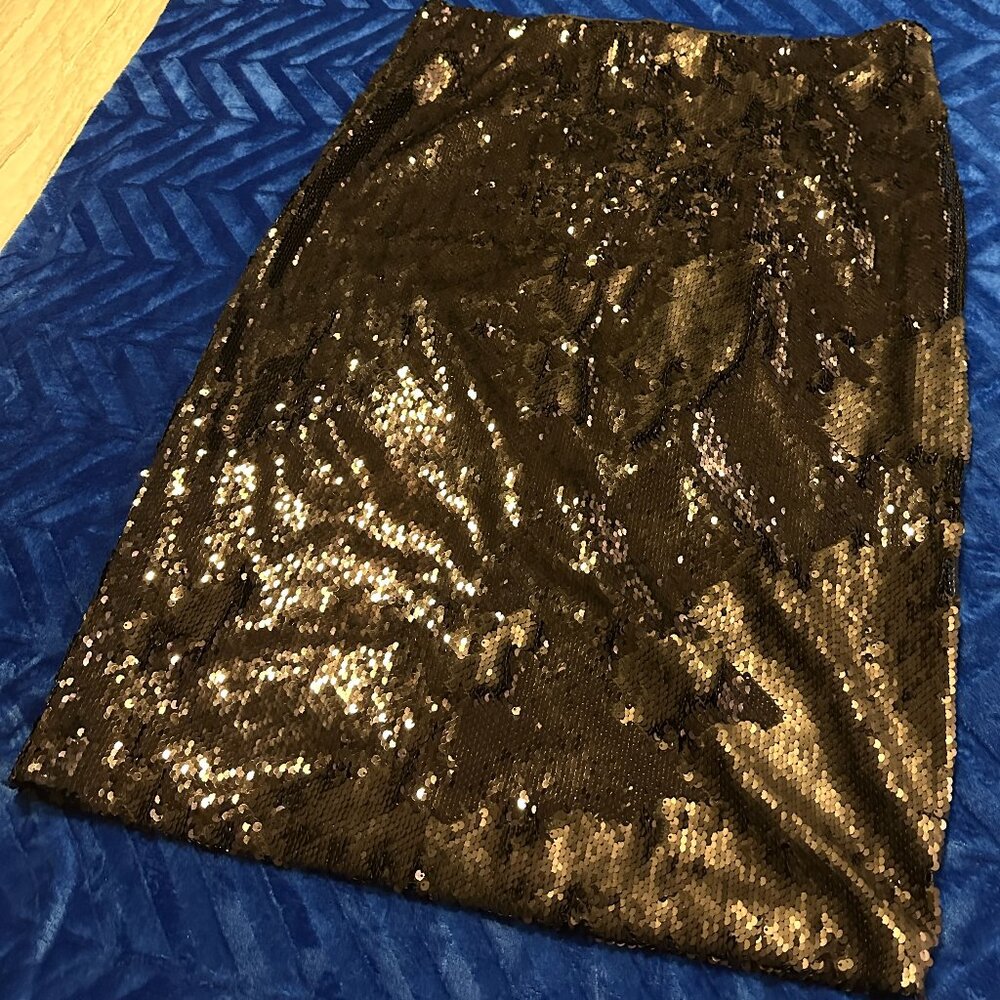 Black Sequin Midi Skirt PLUS SZ